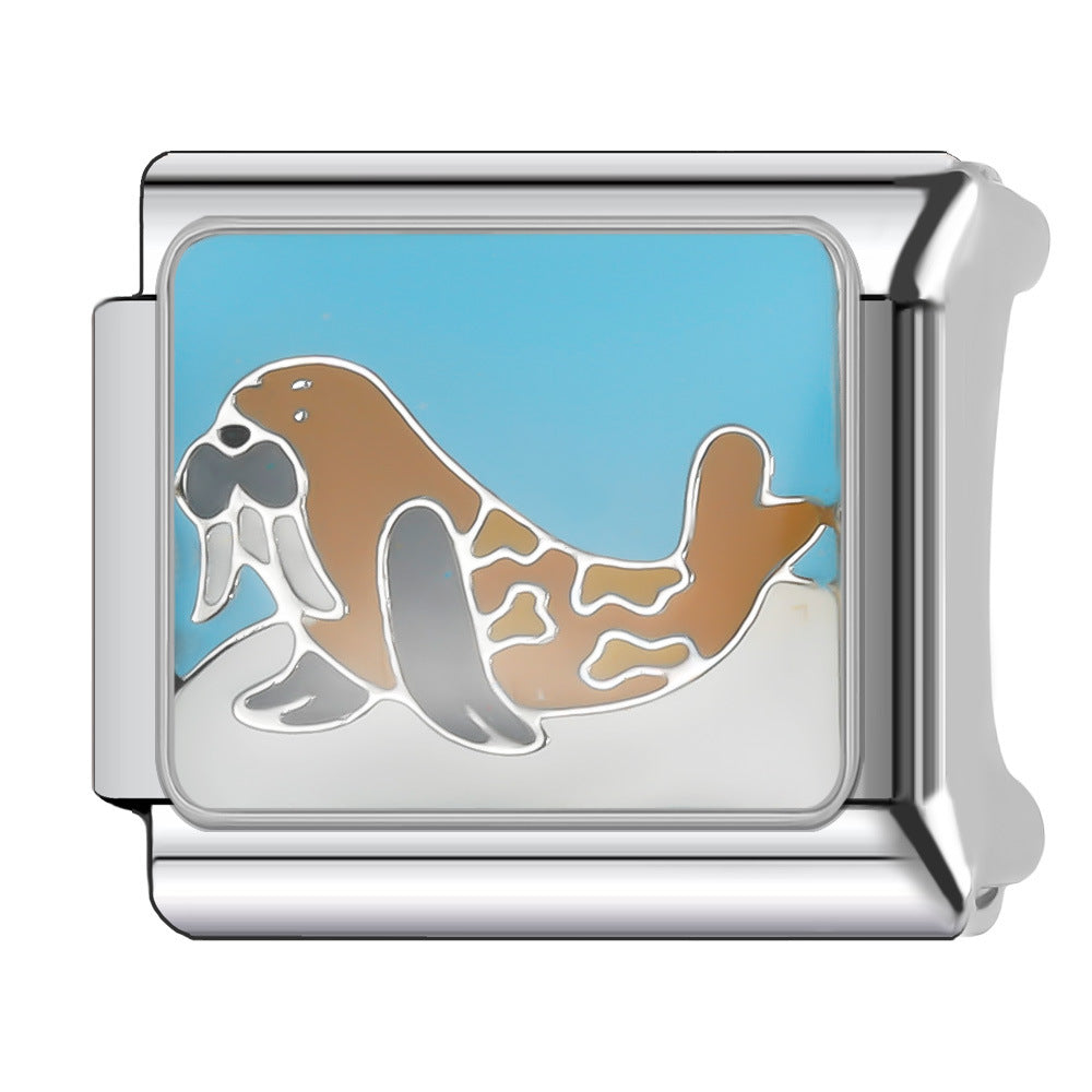 Wholesale Italian Charm Bracelet 9mm DIY Splicing Cute Animal Series Stainless Steel Composable Bracelet