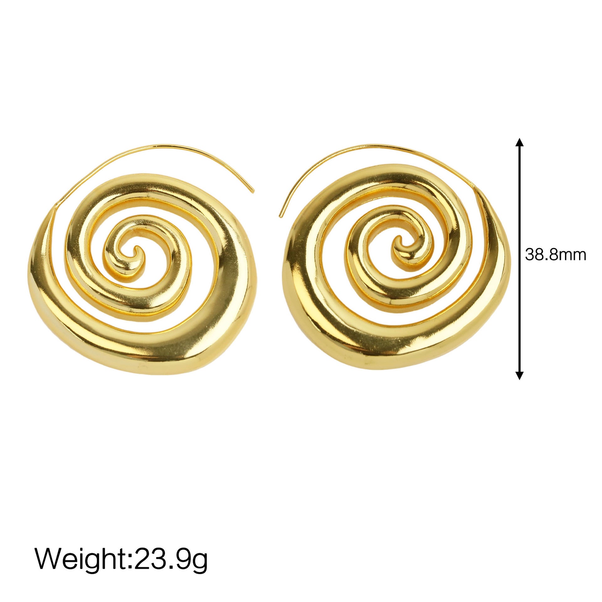Wholesale  18k brass smooth exaggerated classic threaded ring disc earrings