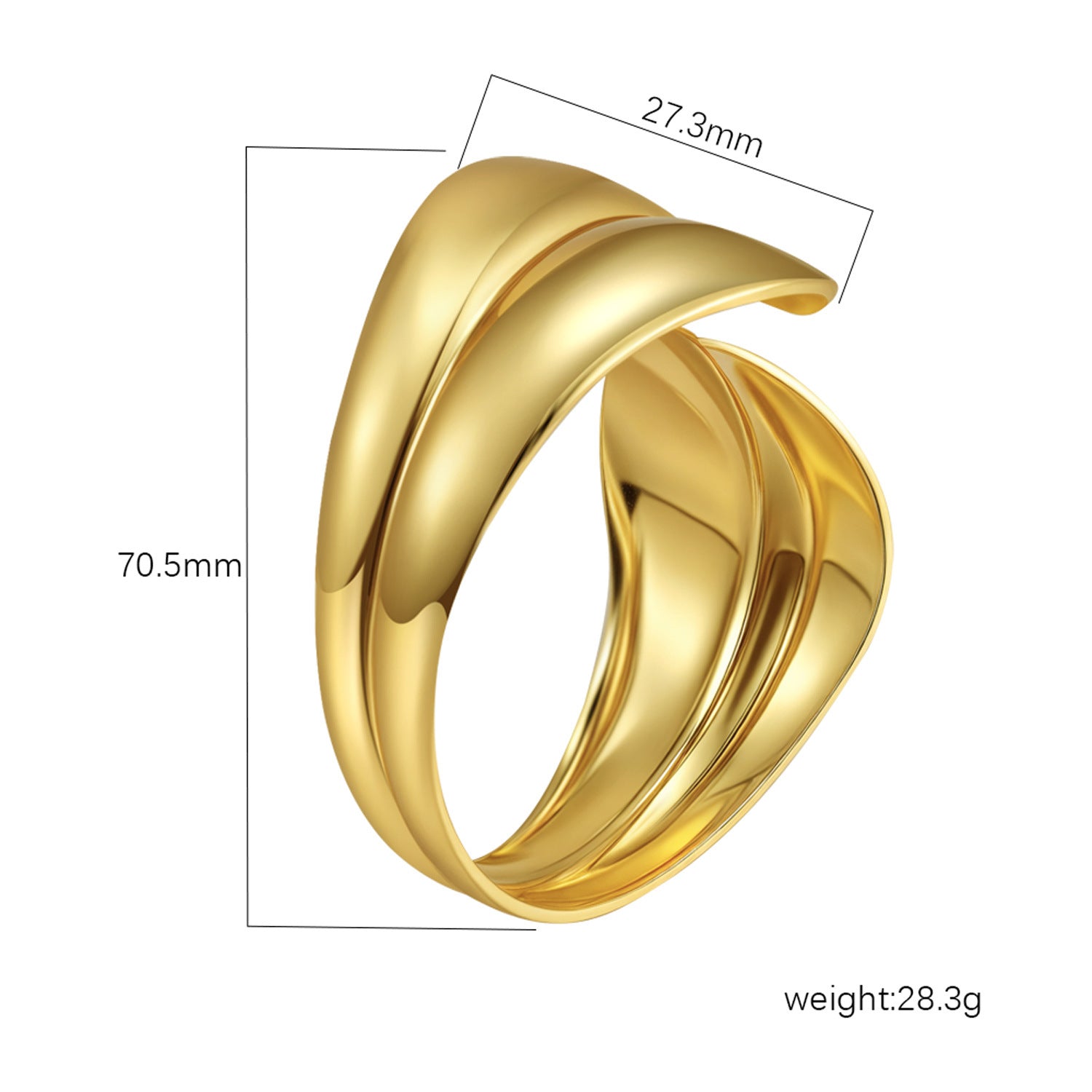 Wholesale Stainless Steel Open C Shape Bangle 18K Gold Plated Fashion Jewelry for Gift Boutique Resale
