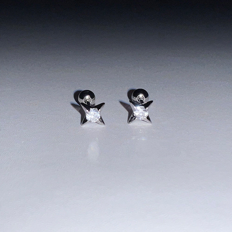 Wholesale Star Turnbuckle Lucky Four-pointed Star Zircon Earrings