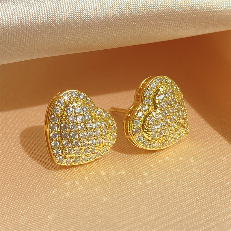 Wholesale Hollow Full Zirconium Love Earrings
