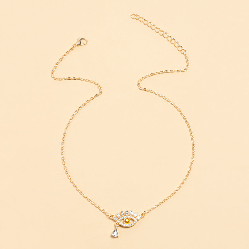 Wholesale Evil Eye Pendant Necklace Gold Tone Zinc Alloy Rhinestone Jewelry Accessory
