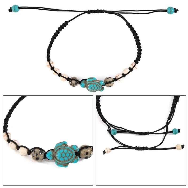 Wholesale Bohemian Turtle Vintage Turquoise Beaded Braided Bracelet