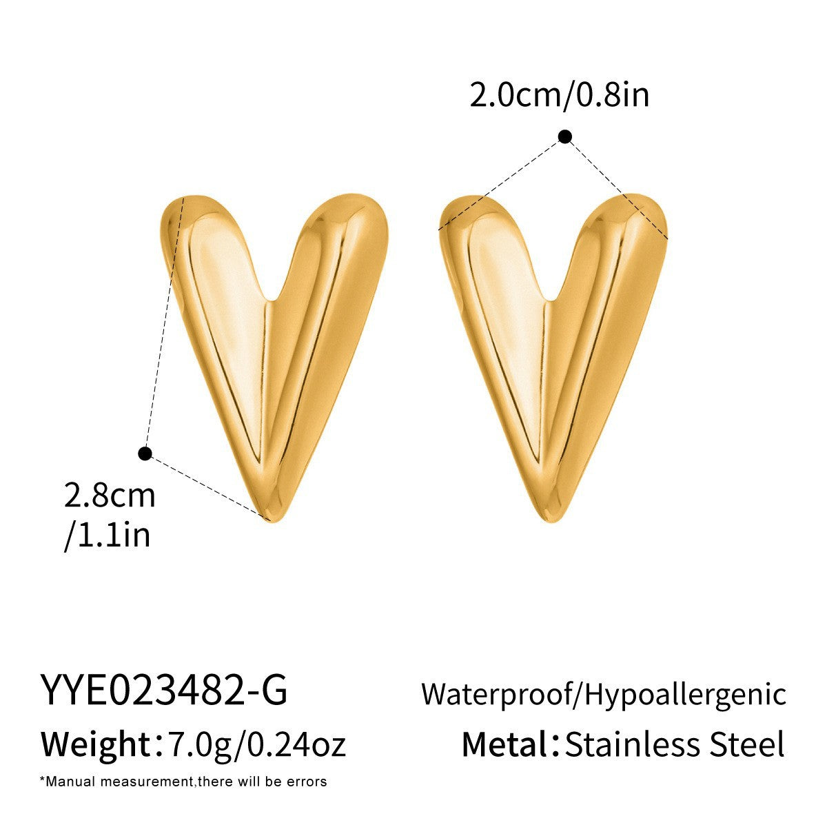 Wholesale Stylish Heart-Shaped Earrings Set PVD Stainless Steel 18K Gold Tone Fashion Accessory for Gift
