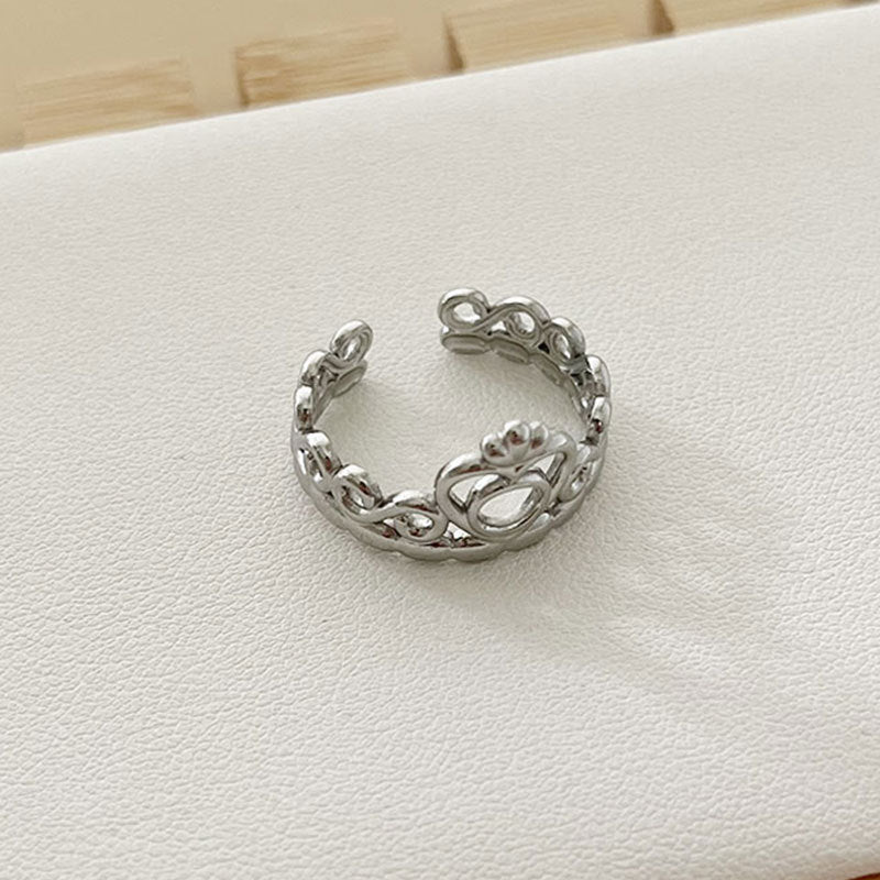 Wholesale retro stainless steel crown adjustable  ring