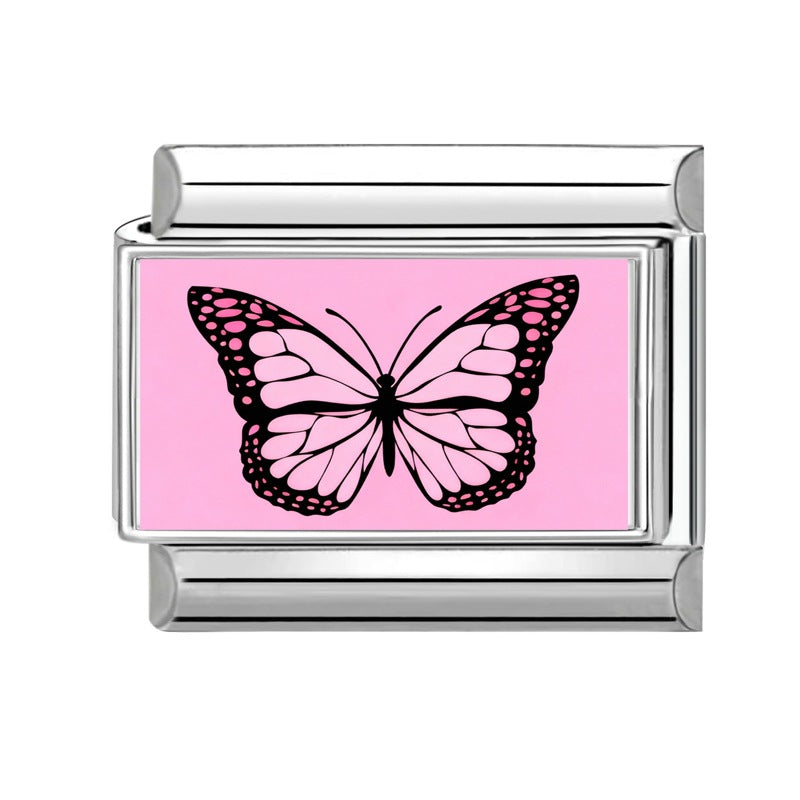 Wholesale Hearts and Love Italian Charms pink series  DIY  Single Section Creative Stainless Steel Composable Bracelet