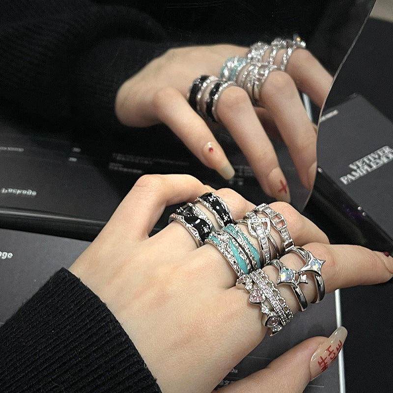 Wholesale Vintage Oil Dripping Copper Open Adjustable Finger Rings ACC-RS-JiuHao030