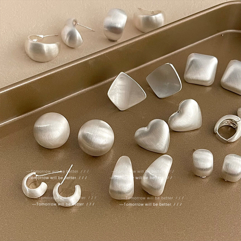 Wholesale Brushed Frosted Geometric Earrings Ear Studs ACC-ES-Eryu003