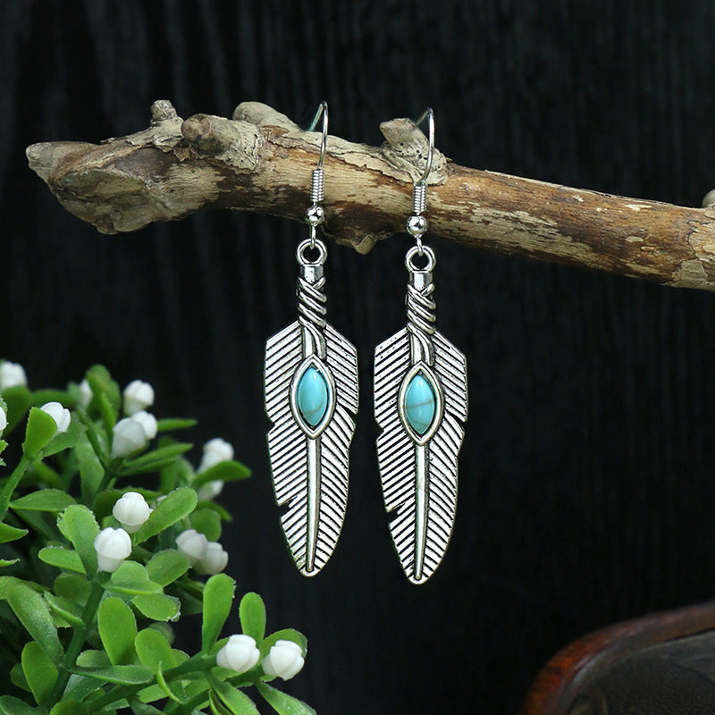 Wholesale Boho Vintage Long Acrylic Turquoise Earrings ACC-ES-MoMo007