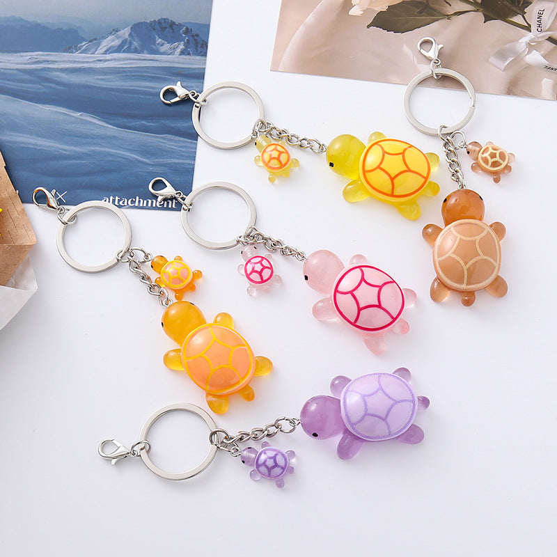 Wholesale Three-dimensional luminous little turtle keychain