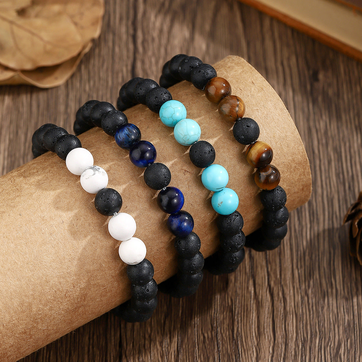 Wholesale Retro Turquoise Tiger Eye Stone Elastic Bracelet Trendy Unisex Jewelry Accessory For Everyday Wear And Gift