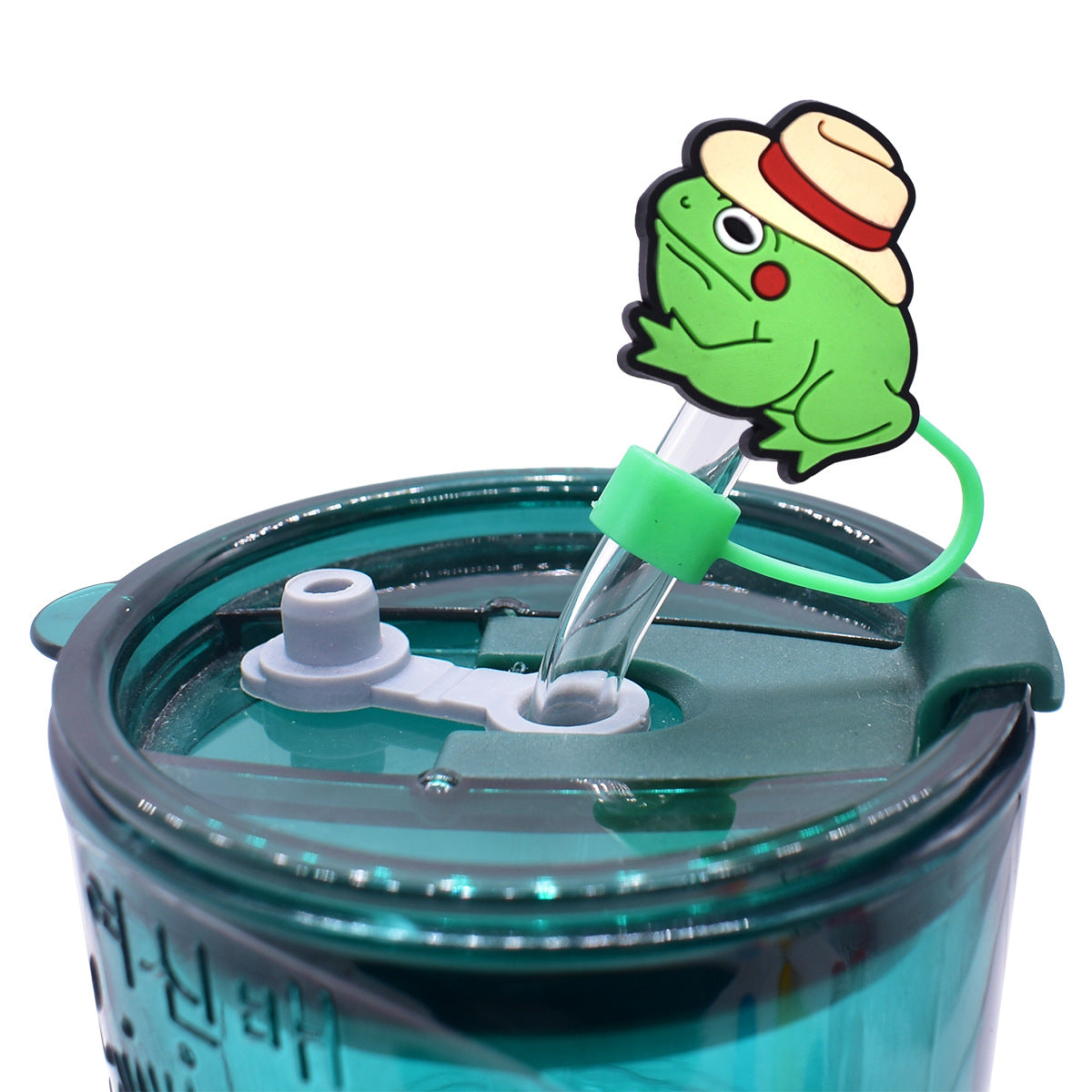 Wholesale Random 100pcs Cartoon Frog 10mm PVC Soft Straw Tube Cap ACC-SCR-RYY104