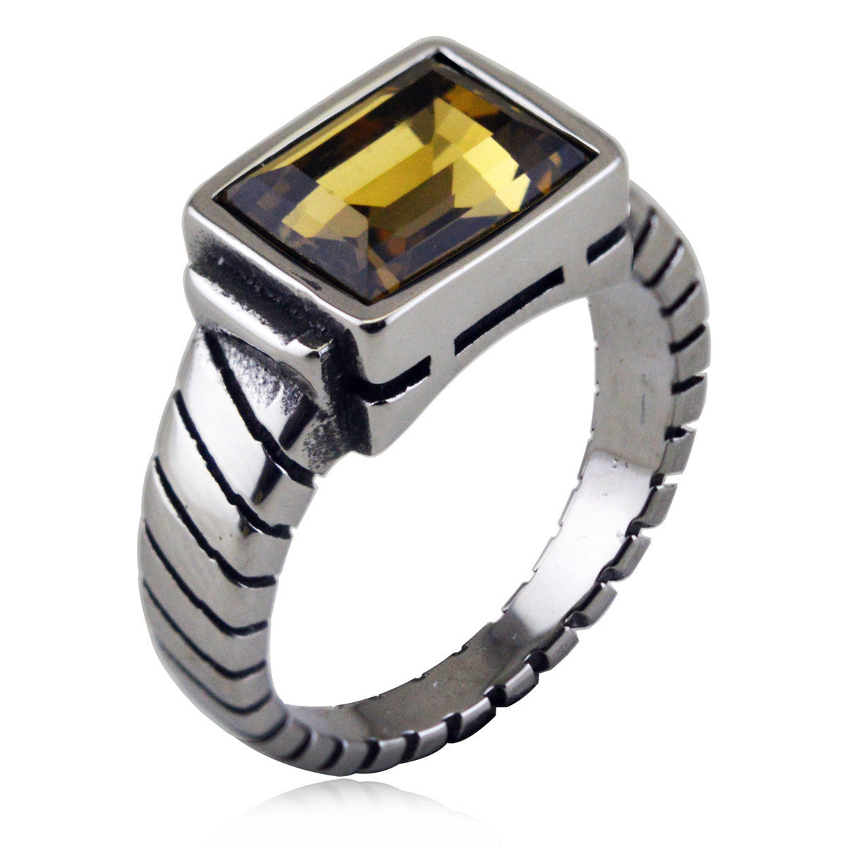 Wholesale Titanium Steel Geometric Ring Dark Blue Punk Design Unisex Everyday Wear Jewelry Accessory Boutique Resale