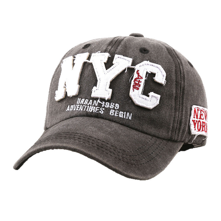 Wholesale Trendy Women' s Baseball Cap with Embroidery NYC Letters,  Black,  Sun Protection Casual Beach Hat,  Boutique Resale