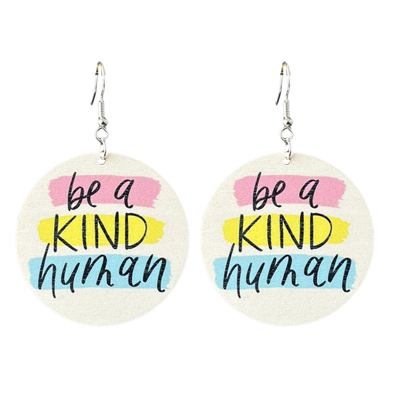 Wholesale Source Teachers Thank Zhou School for Theme Textual Wood Earrings