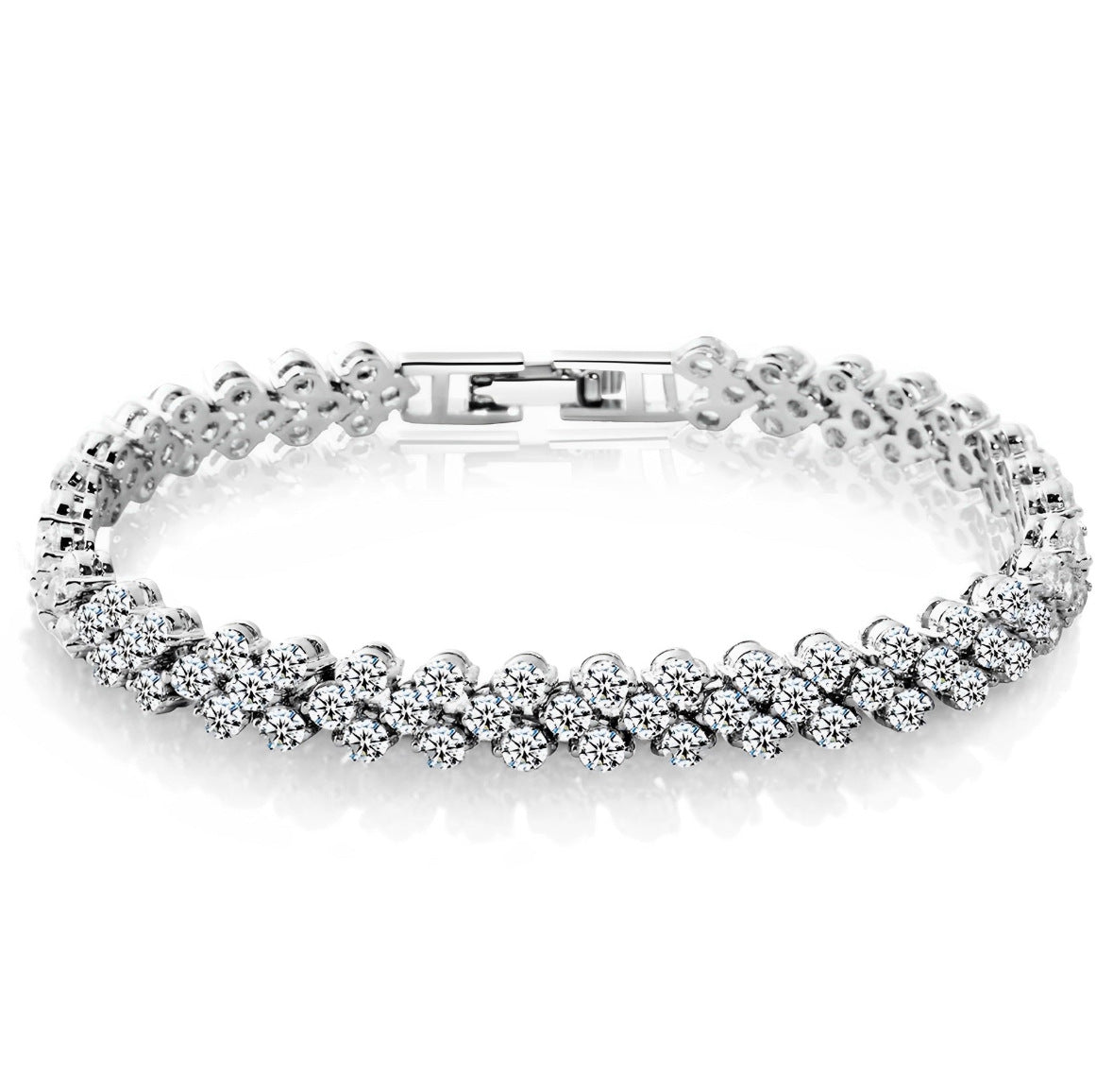 Wholesale Heart-Shaped Roman Style Zircon Crystal Bracelet,  European American Fashion Jewelry Accessory for Women Boutique Resale
