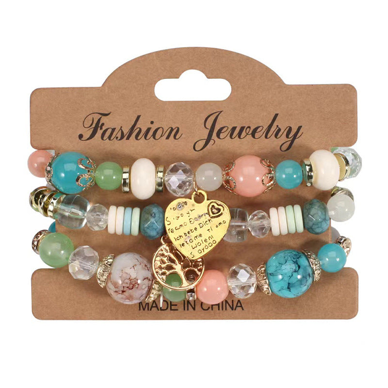 Wholesale Bohemian Elastic Multi-layer Colorful Beaded Love Bracelet ACC-BT-FengLi002