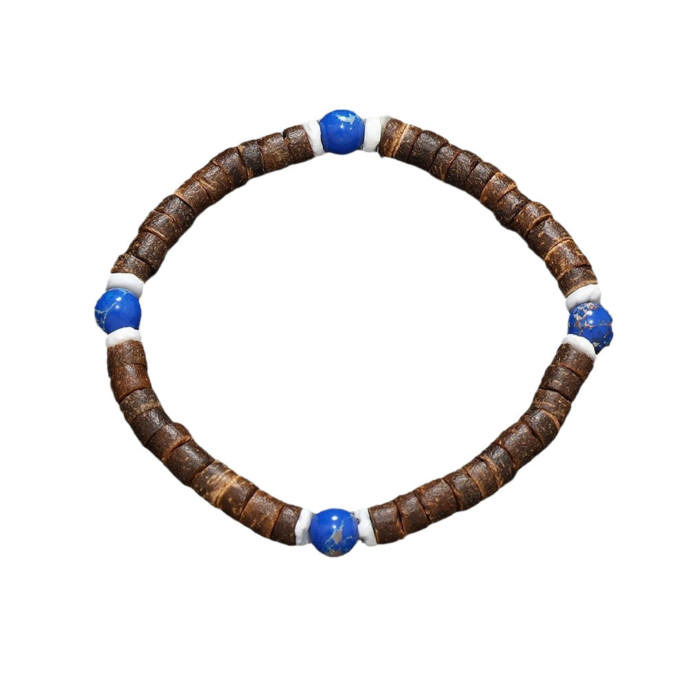 Wholesale Retro Ethnic Style nut Shell Natural Turquoise Bracelet