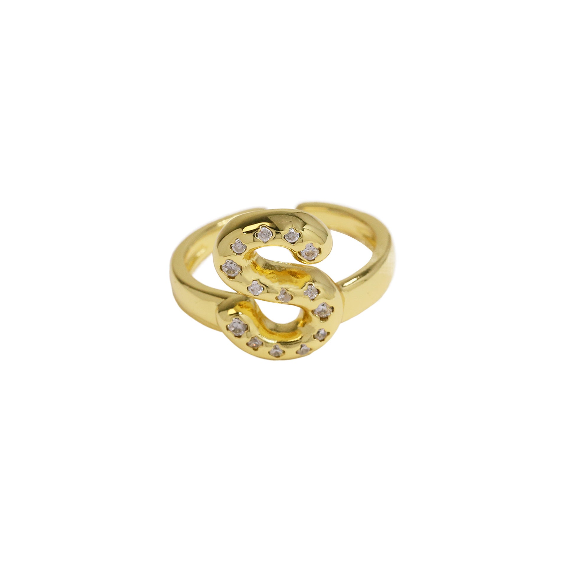 Wholesale Micro-inlaid Zircon Bubble Bubble Balloon Cute 26 English Letters Open Ring