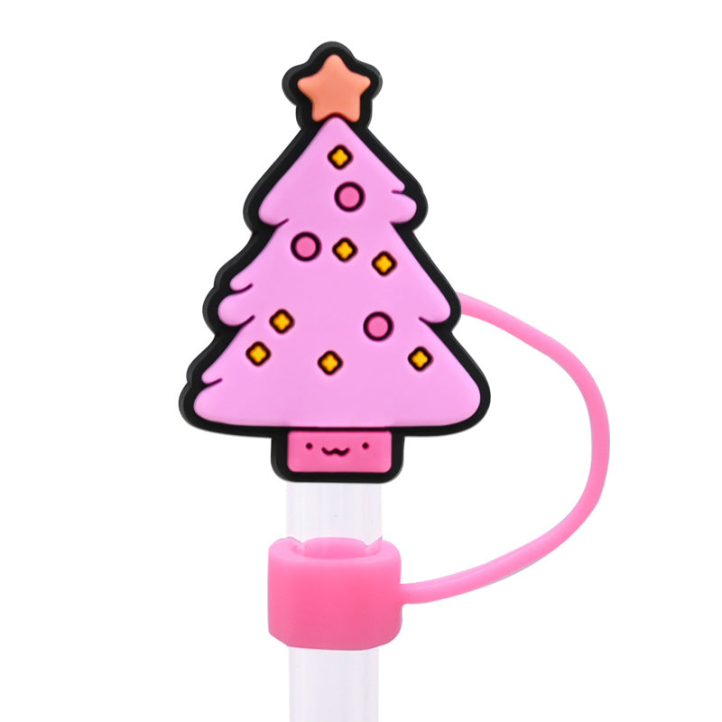 Wholesale Random 100pcs 8/10MM PVC Christmas Soft Straw Tube Cap