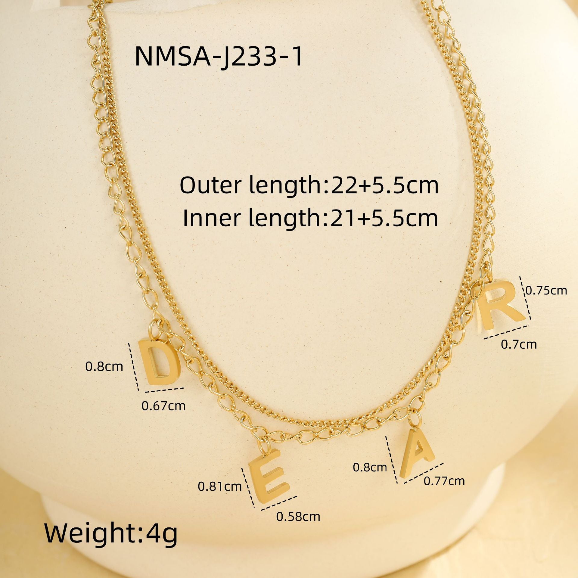 Wholesale  beach anklet letter pendant multi-layer stacked stainless steel non-fading  jewelry