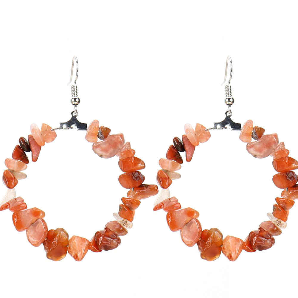 Wholesale Colorful Crystal Natural Stone Geometric Irregular Gravel Beaded Earrings ACC-ES-HanX014