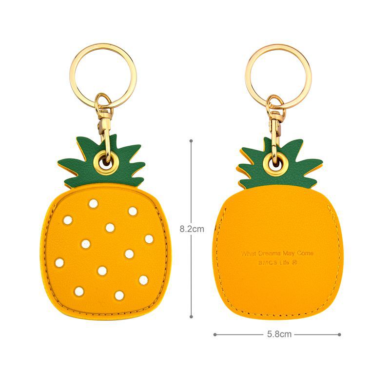 Wholesale Fruit Print Drop Shaped PU Leather Card Holder Keychain Cute Bag Charm Boutique Resale Gift
