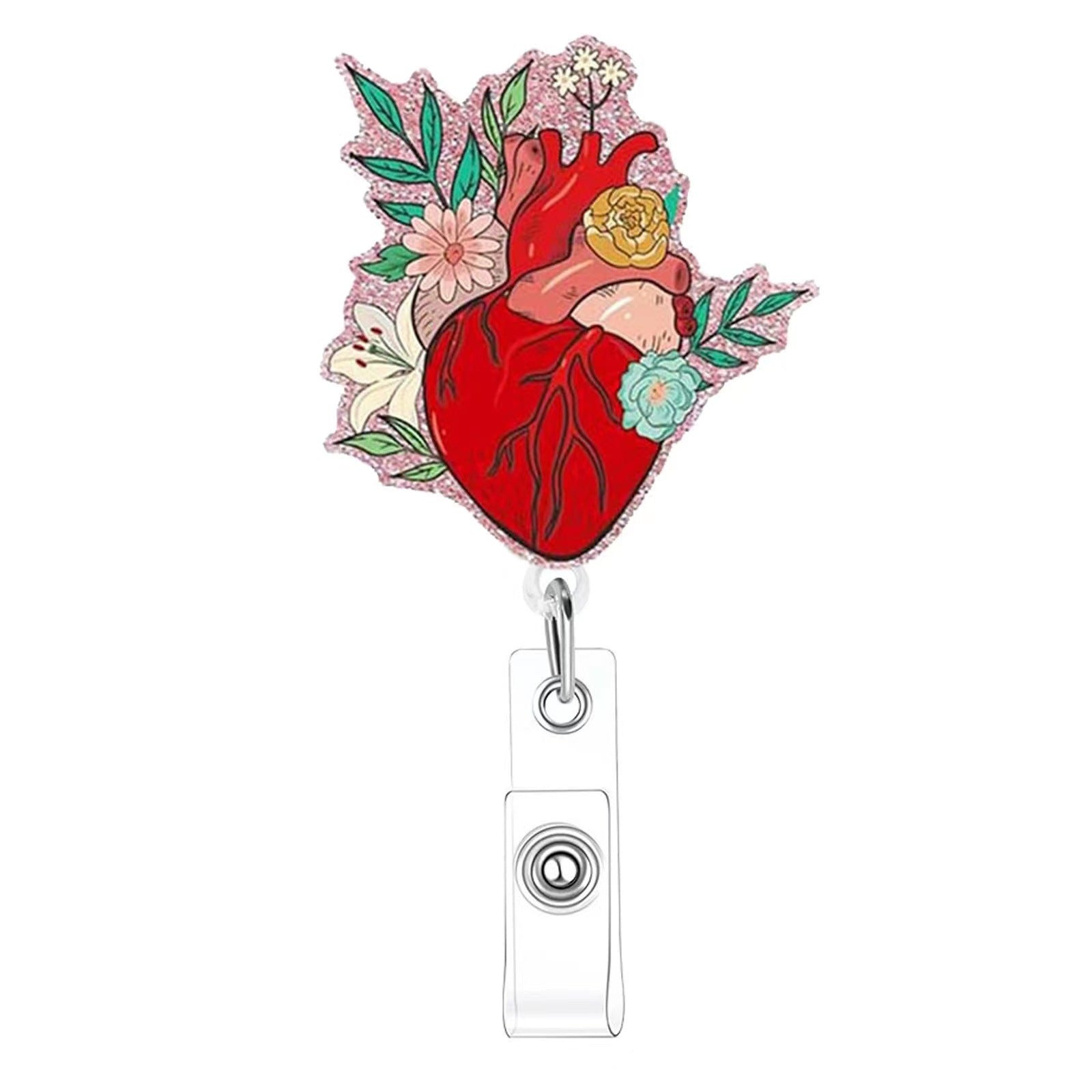 Wholesale Acrylic Organ Brain Heart Doctor Nurse Day Telescopic Rotating Badge Keychain ACC-KC-LingYu007