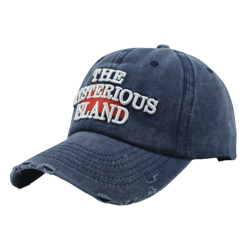 Wholesale  washed ripped baseball cap  embroidered letters baseball cap