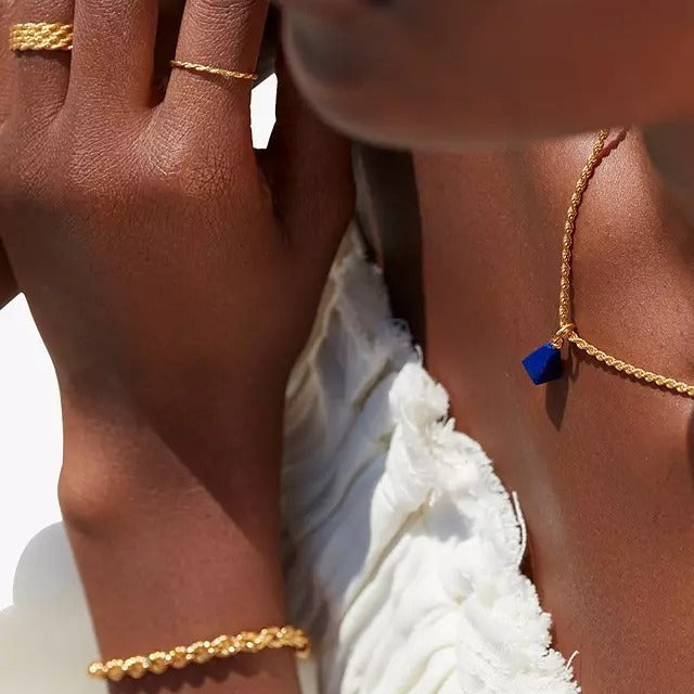 Wholesale Stainless steel  Natural Stone Lapis Lazuli Necklace