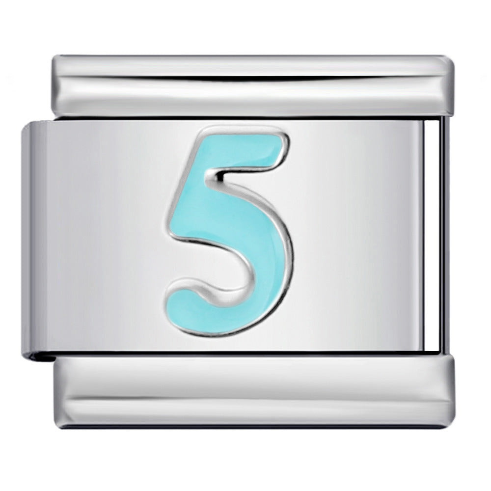 Wholesale Italian Charm Bracelet 9mm DIY Splicing Removable Colorful Arabic Numerals Stainless Steel Composable Bracelet