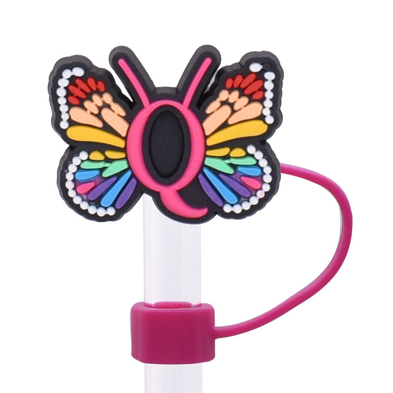 Wholesale Random 100pcs Creative DIY butterfly letters Straw Cover Straw Tube Cap