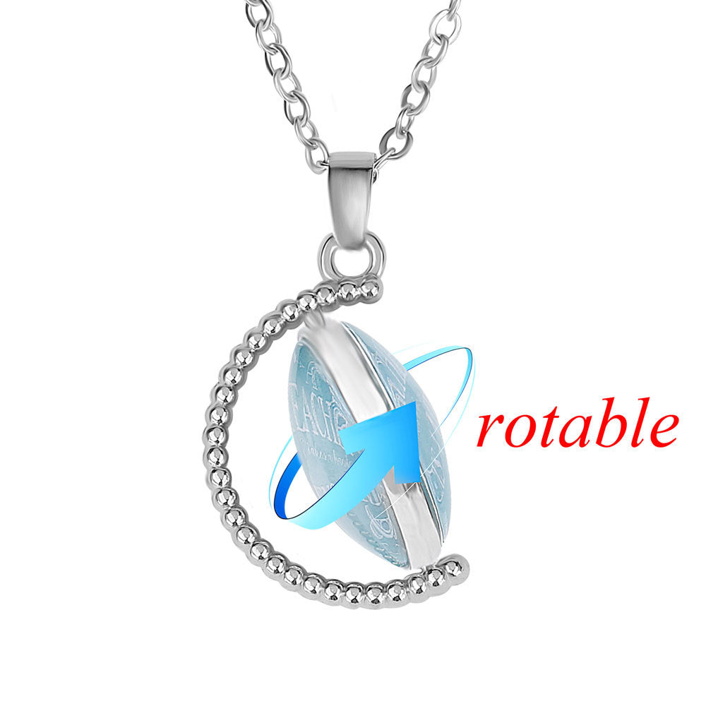 Wholesale  double-sided rotatable crystal pendant necklace mother's day necklace