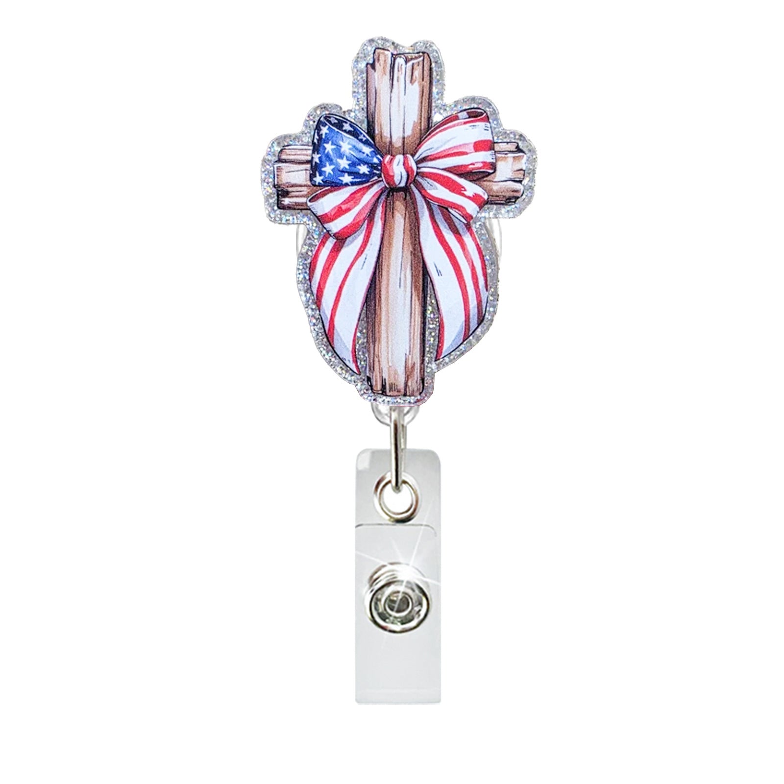 Wholesale Acrylic Retractable Badge Reel with US Flag Design - Fashion Accessory for Everyday Wear