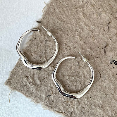 Wholesale Irregular Metal Large Circle Earrings European Style Fashion Jewelry Accessory for Women