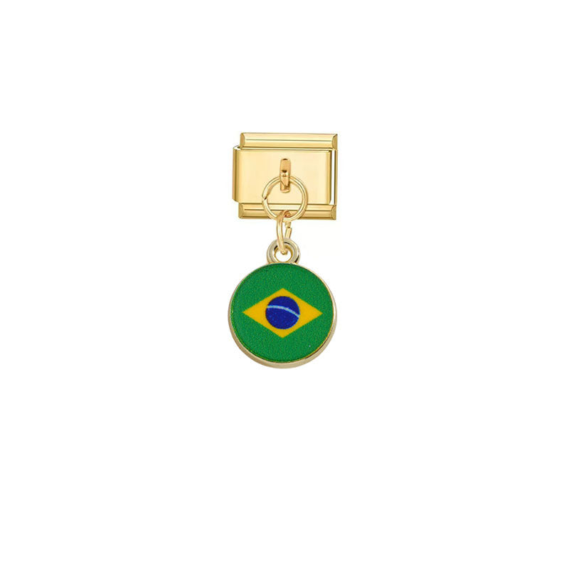 Wholesale Gold Italian Flag Module Pendant DIY Detachable Charm Fashion Accessory