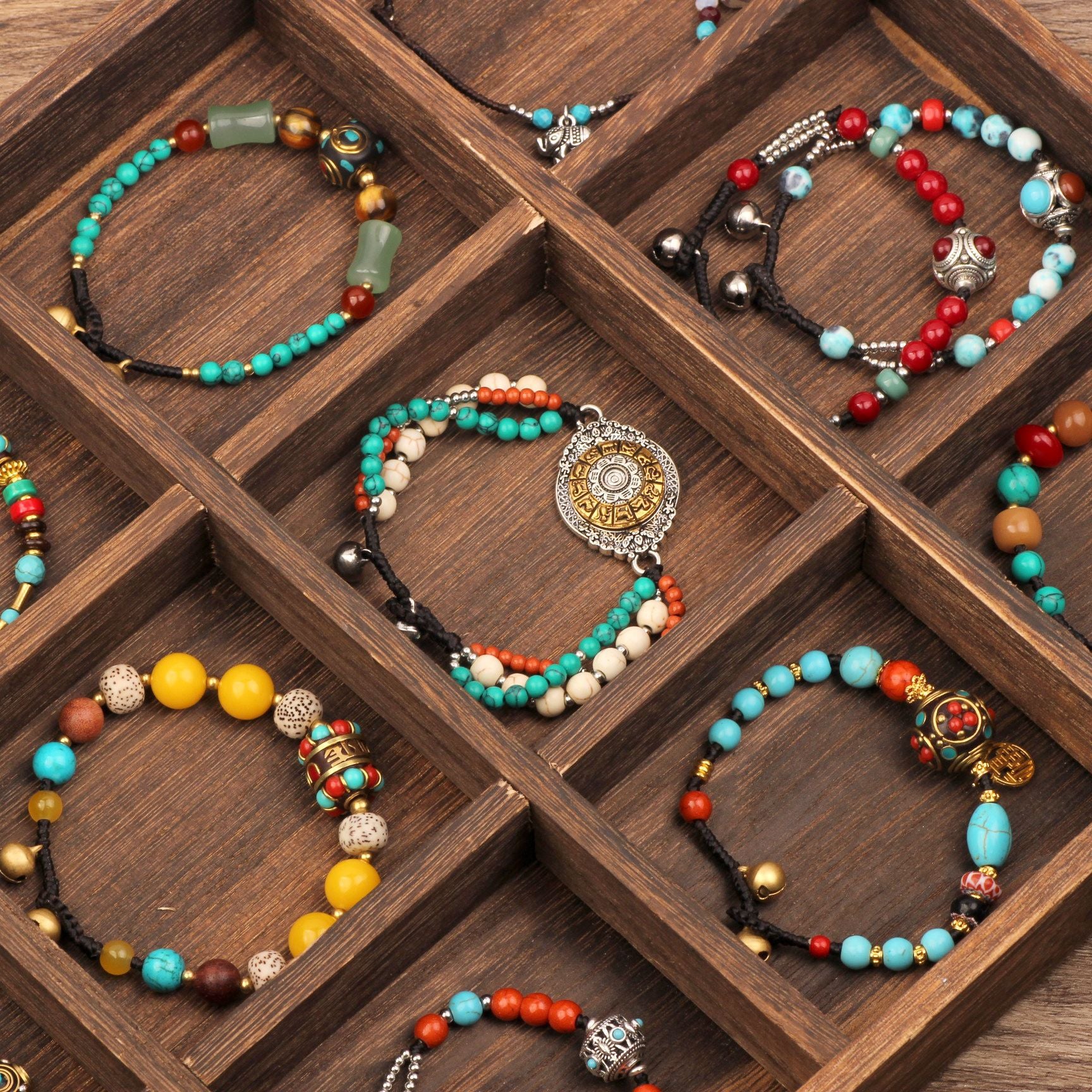 Wholesale Ethnic Retro Tibetan Hand-woven Turquoise Bracelet