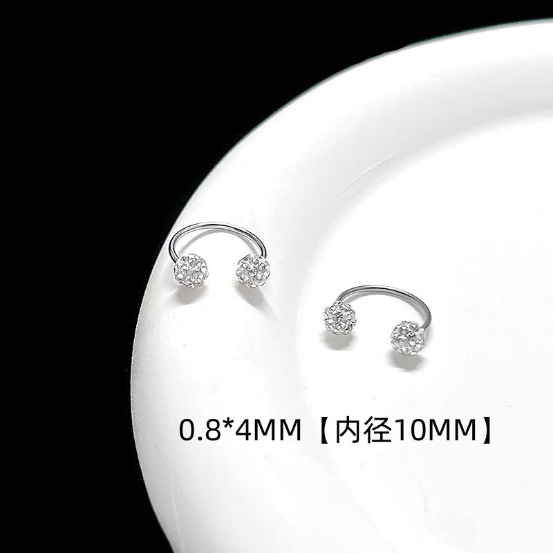 Wholesale double head screw buckle full diamond earrings