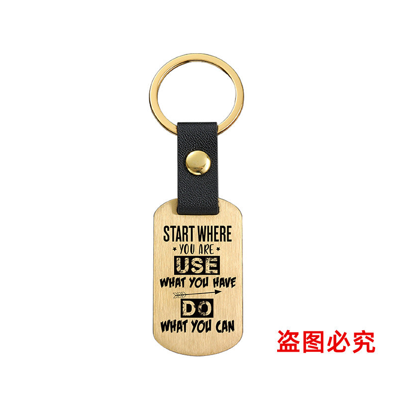 Wholesale Motivational Positive Metal Leather Keychains ACC-KC-GangGu032