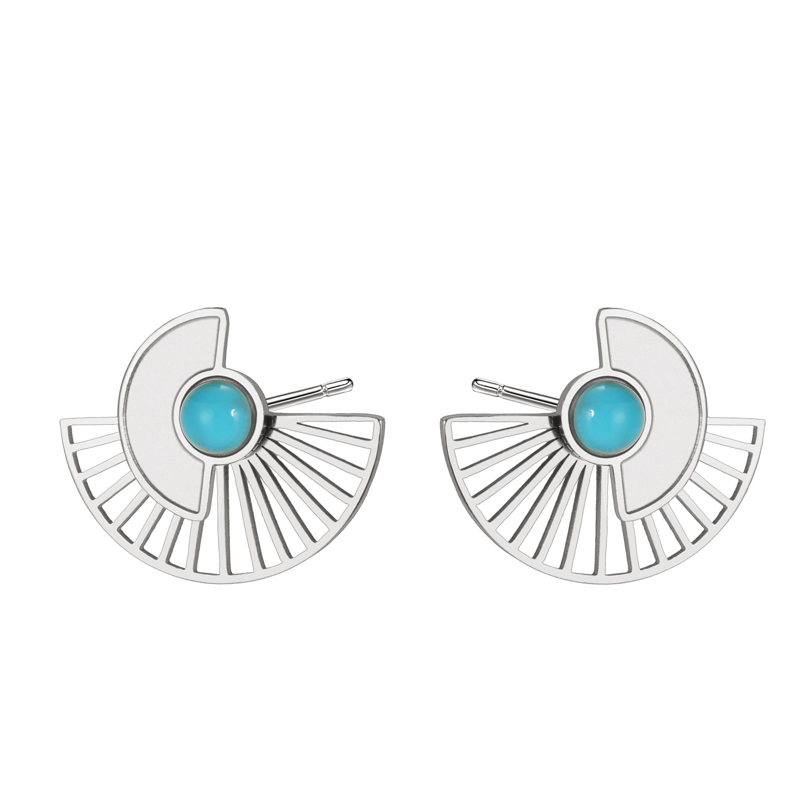 Wholesale Geometric Stainless Steel Turquoise Earrings for Women - Elegant Fashion Accessory Gift