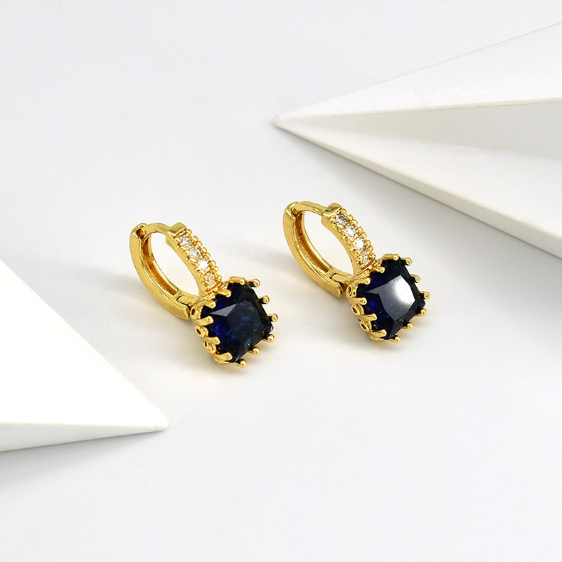 Wholesale Copper Square Zircon Earrings