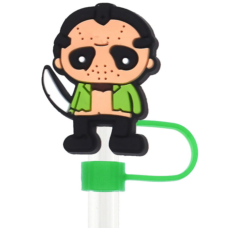 Wholesale Random 100pcs Halloween 10mm PVC Soft Straw Tube Cap ACC-SCR-RYY080