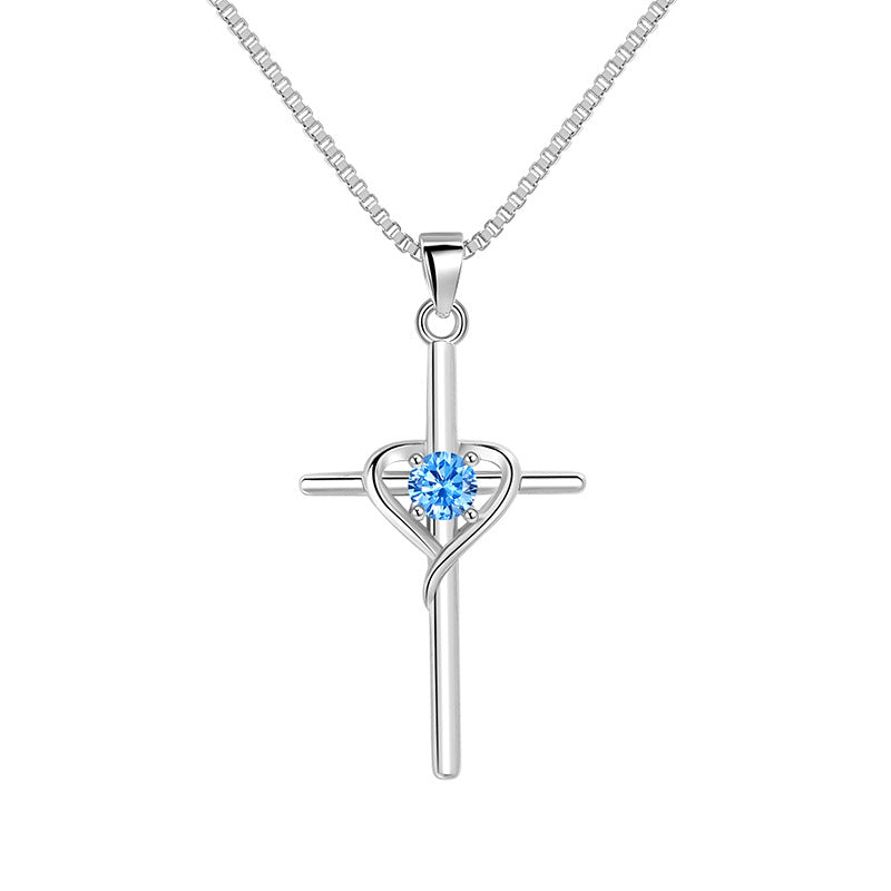 Wholesale  twelve constellation stone clavicle chain  cross necklace