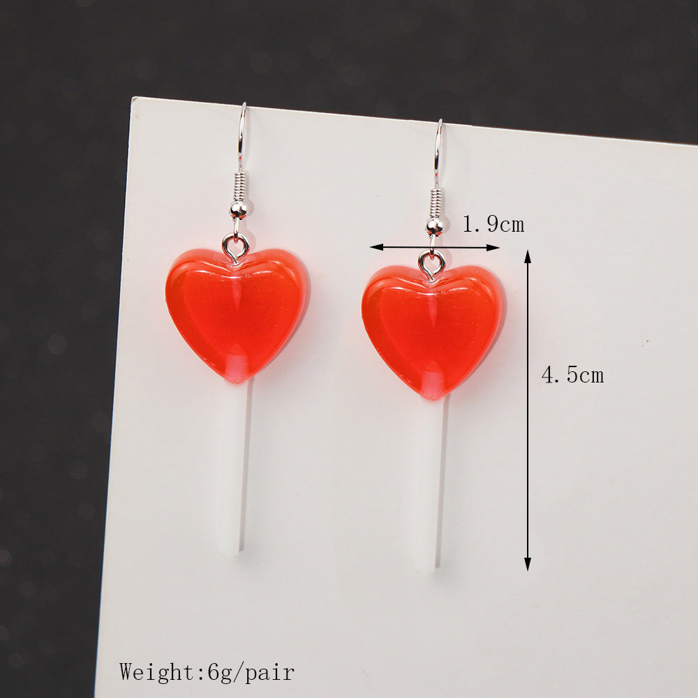 Wholesale Glitter Candy Color Love Lollipop Earrings