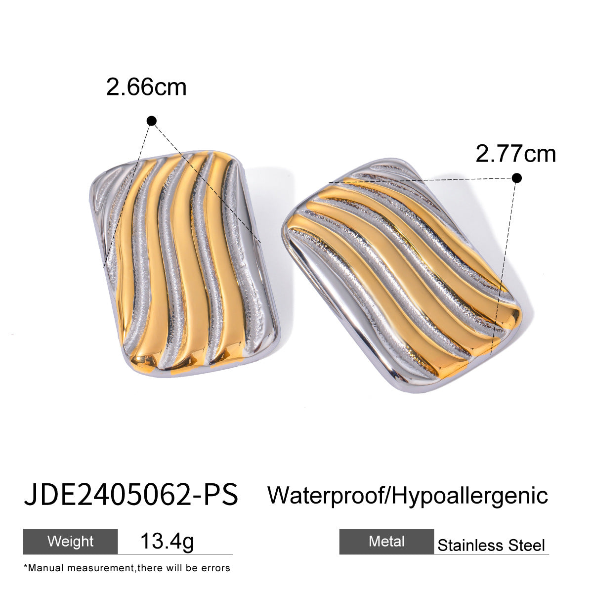 Wholesale  gold and silver color matching two-color geometric stainless steel jewelry