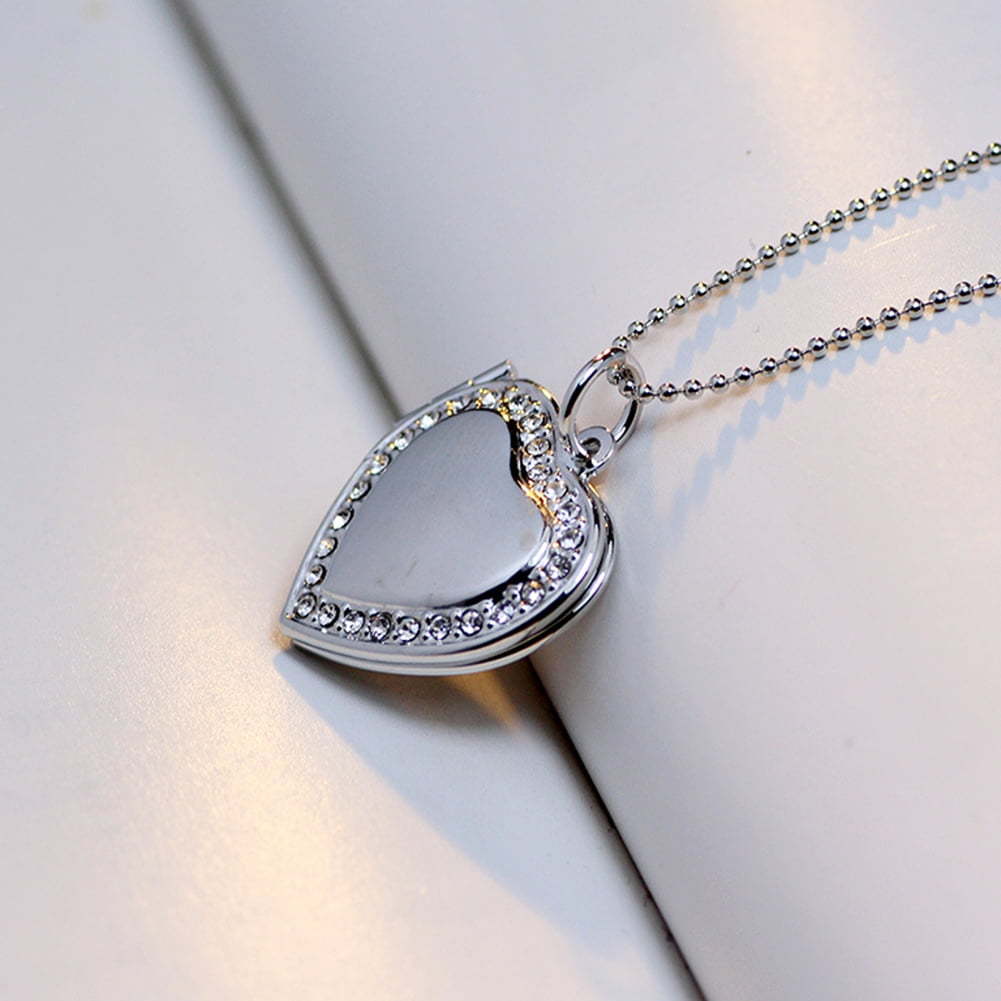 Wholesale stainless steel rhinestone heart-shaped  necklace