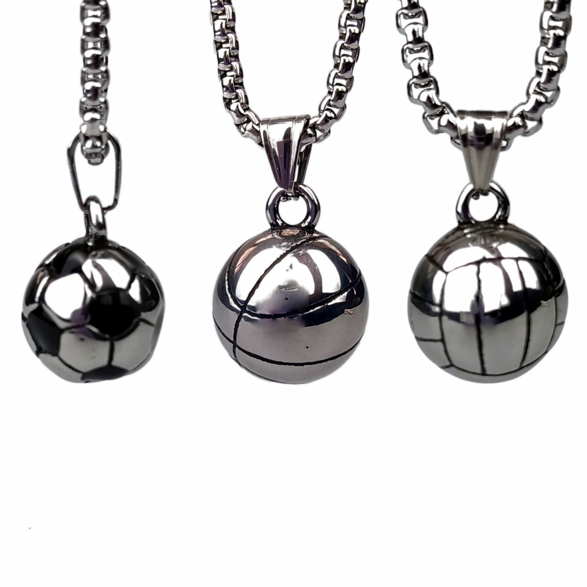 Wholesale Stainless Steel Basketball,  Soccer,  and Volleyball Pendant with Pearl Chain