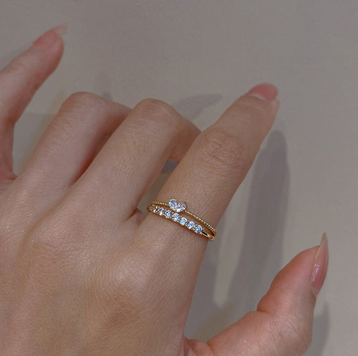 Wholesale  Light Luxury  Micro-inlaid Zircon Love Ring