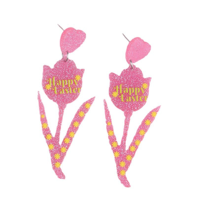 Wholesale 2PCS Acrylic Easter Bunny Egg Earrings