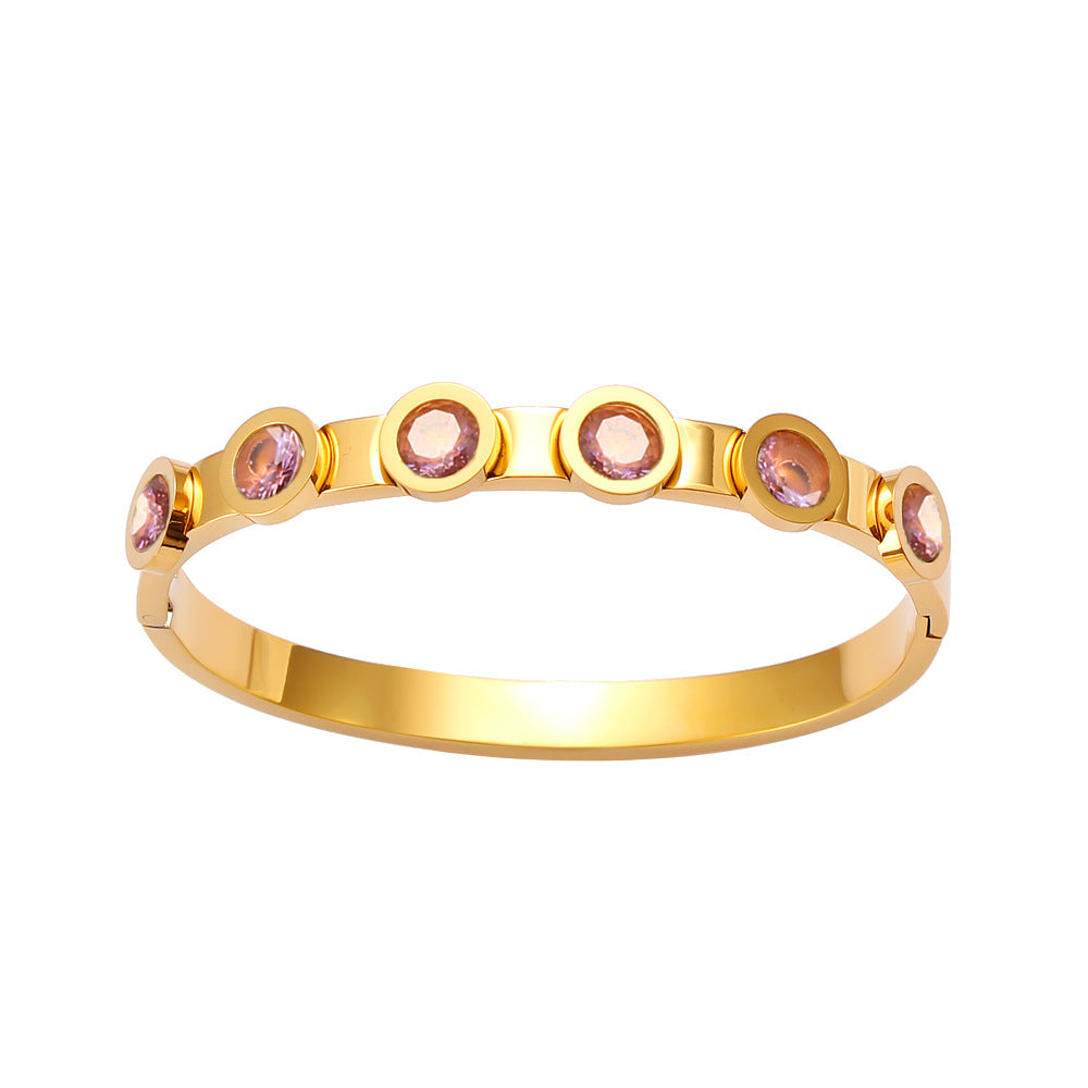 Wholesale Stainless Steel 18K Gold Color Zircon Buckle Light Luxury Bracelet ACC-BT-MeiSD002